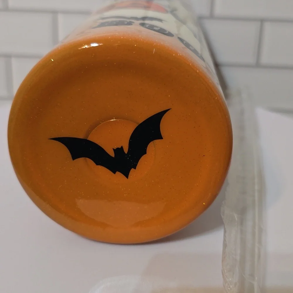 Handmade Halloween Ghost 30oz Skinny Tumbler Cute Spooky Boo Coffee Glitter Cup